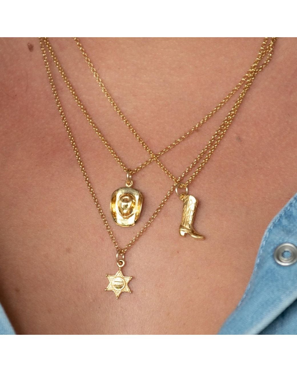 Scream Pretty Metallic Cowboy Boot Charm Necklace