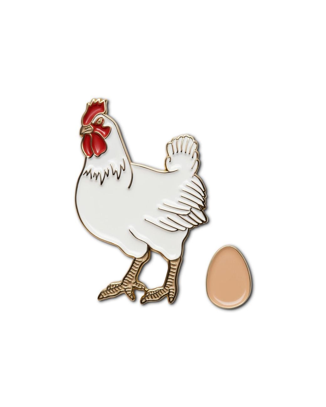 Make Heads Turn White Enamel Pin Chicken & Egg