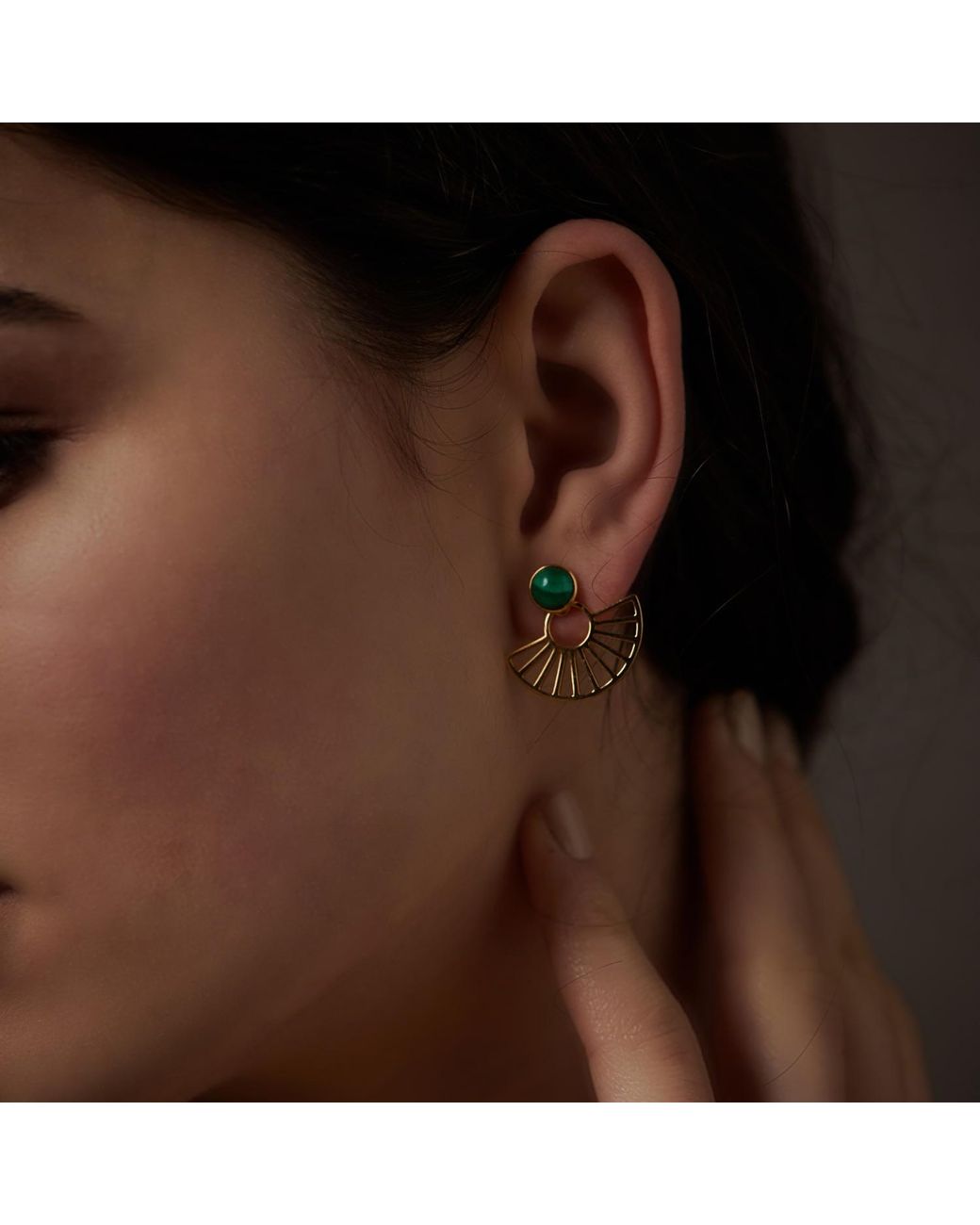 Janus Edinburgh Metallic Nefet Malachite Detachable Earrings