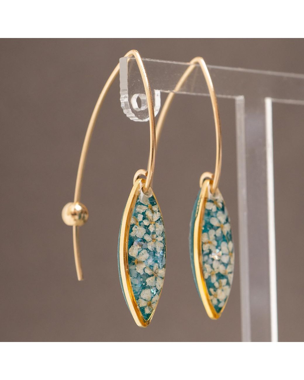 Kate Koel Blue Flower Dangle Earrings
