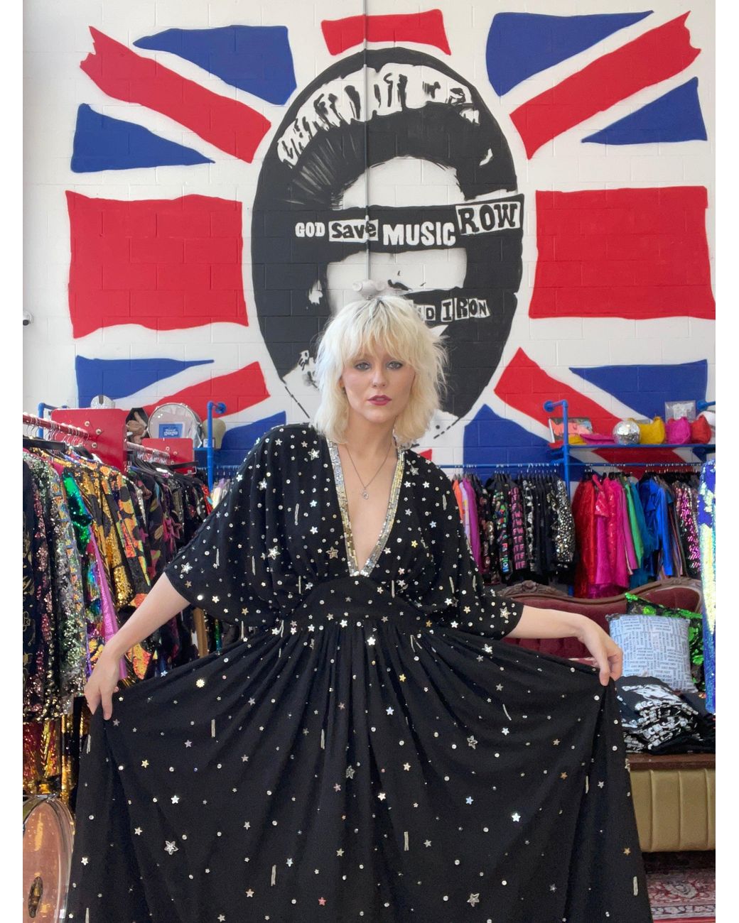 Any Old Iron Blue Sequin Shining Star Caftan Dress