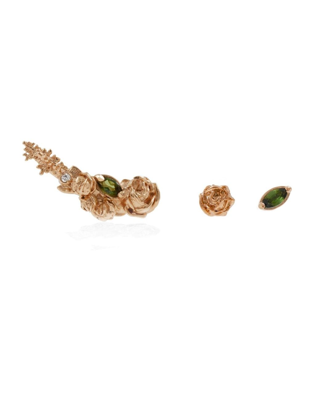 Lee Renee Metallic Three Earrings Set Rose Gold Roses & Tourmalines