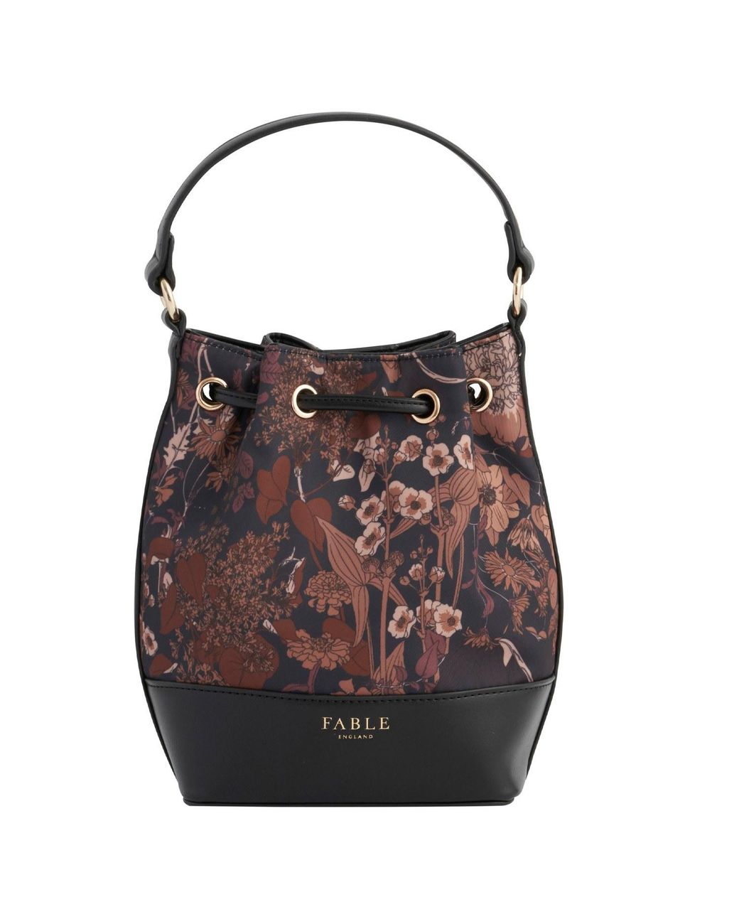 Fable England Black Deco Blooms Bucket Bag