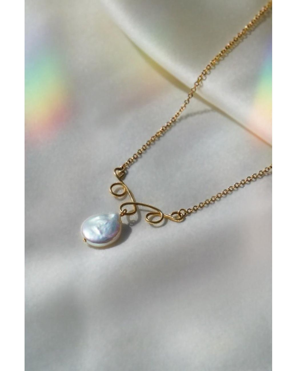 Katy Faye Metallic Geneviève Pearl Necklace