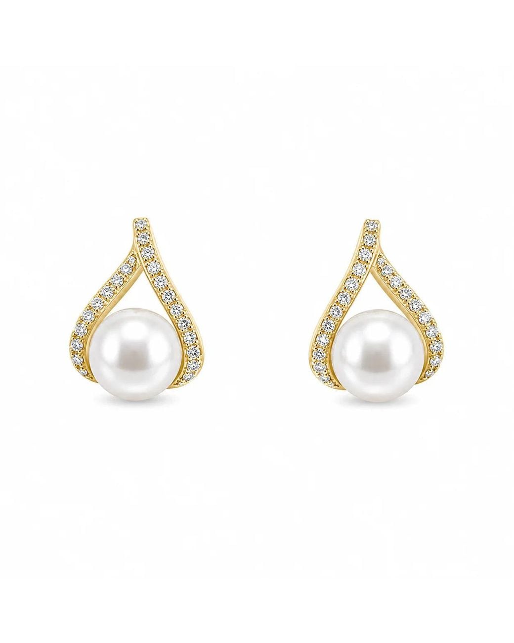 Angel Barocco Metallic Freshwater Pearl Crystal Teardrop Stud Earrings