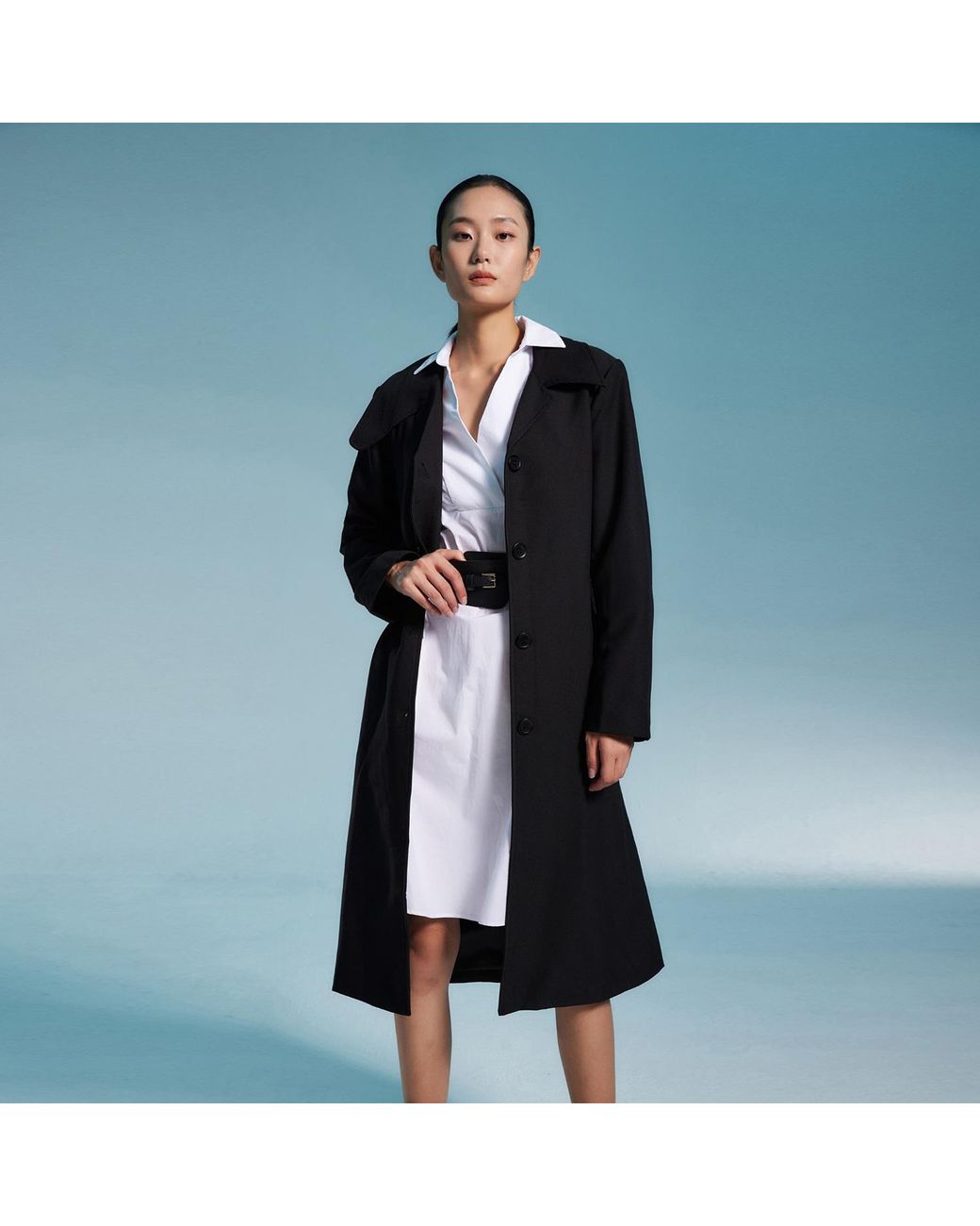 Smart and Joy Black Minimalist City Coat