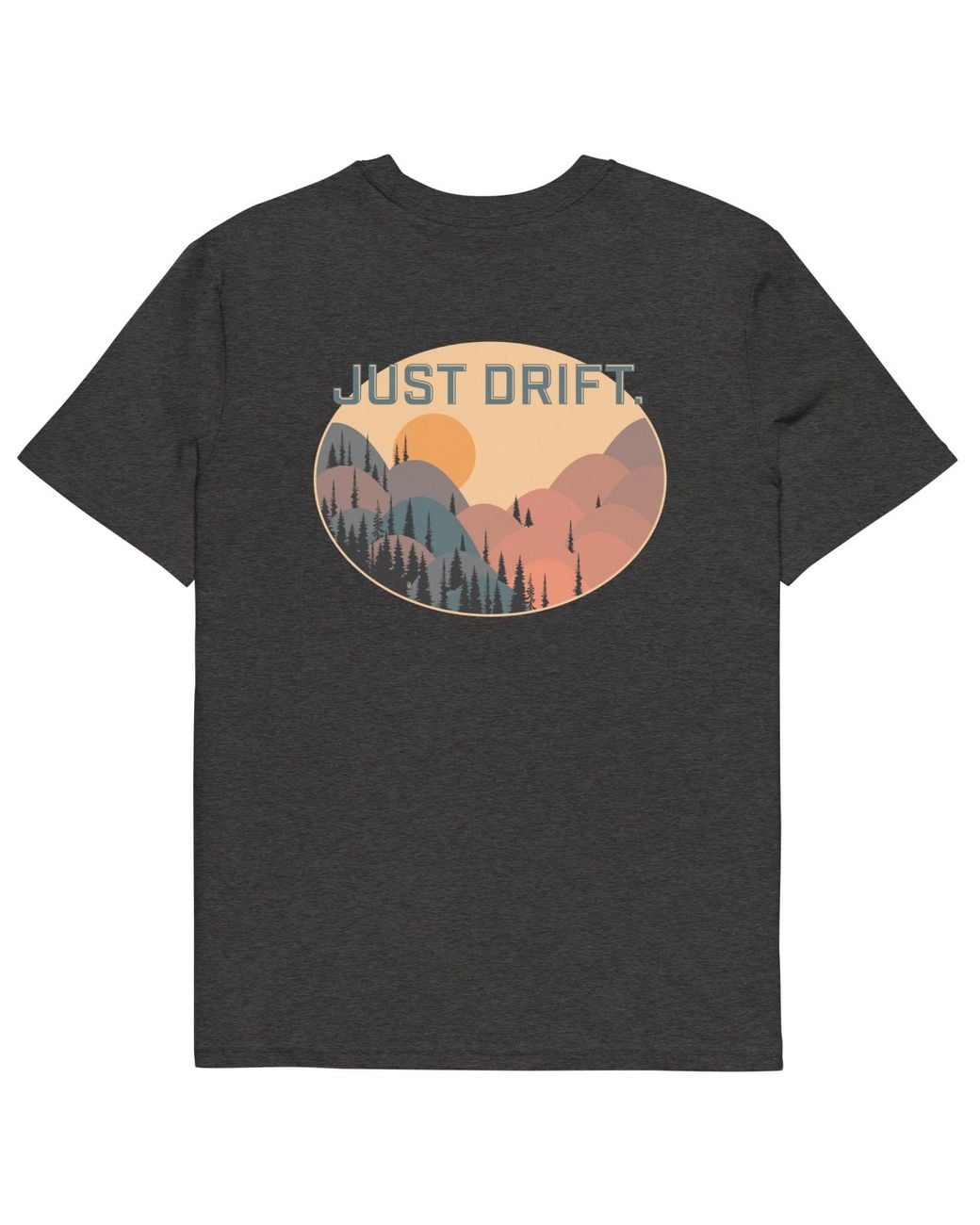 Anchor and Crew Black Heather Just Drift. Seeker Organic Cotton T-Shirt