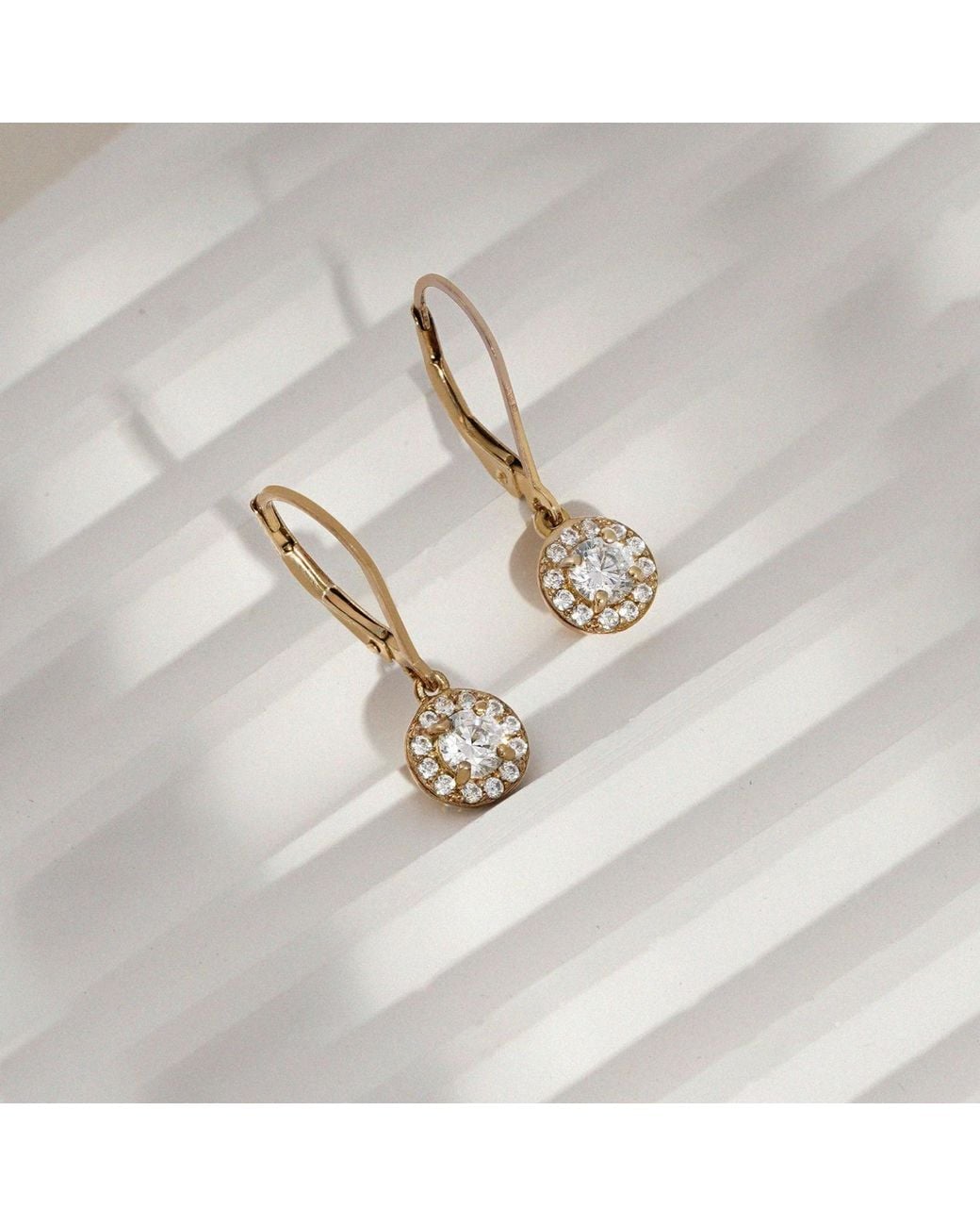 Diamonbliss Metallic Leverback Drop Halo Earrings, Half Carat
