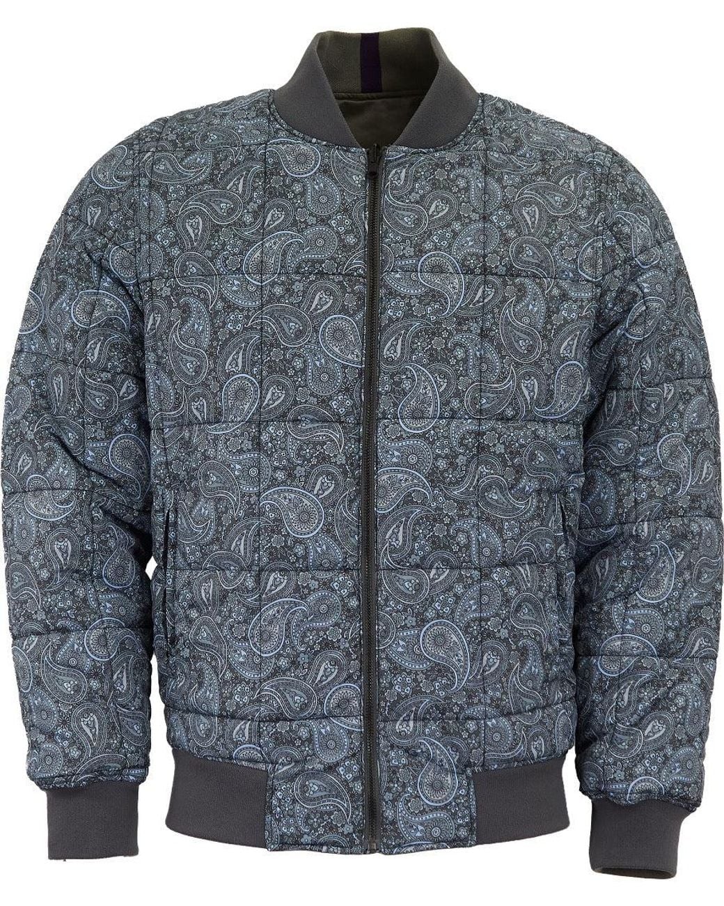 Lords of Harlech Gray Reversible Printed Cotton Jacket for men