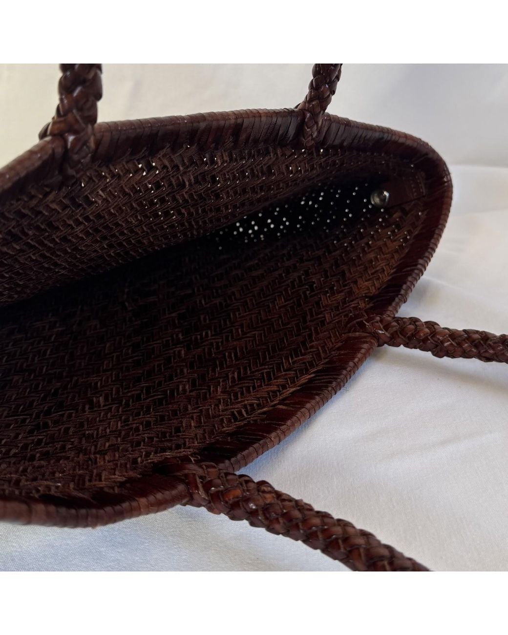 godi. Brown The Buna Handwoven Leather Tote Bag