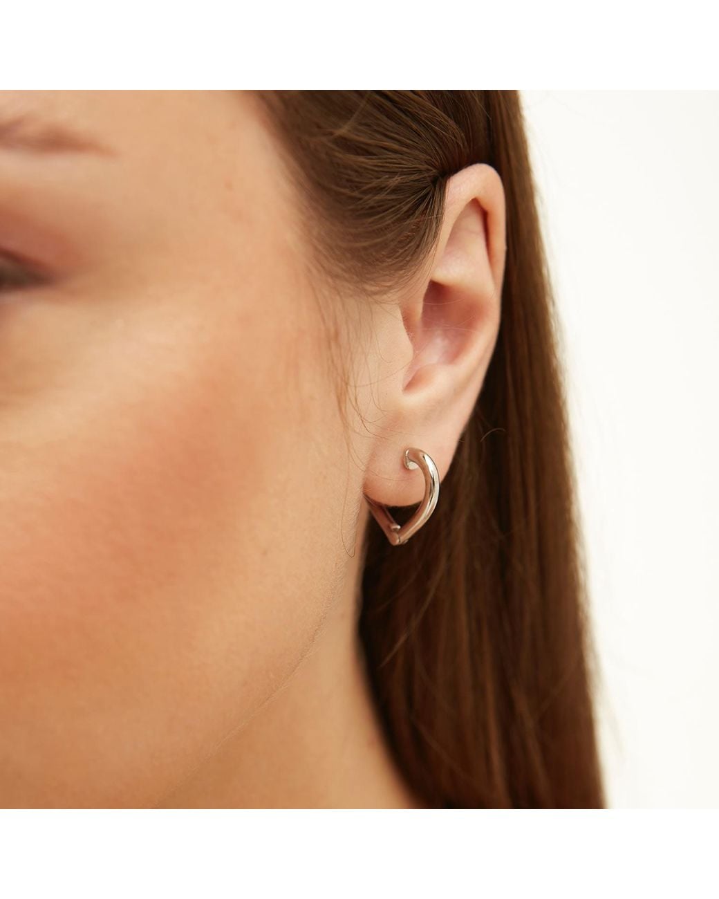 Spero London Metallic Sterling Heart Hoop Earring