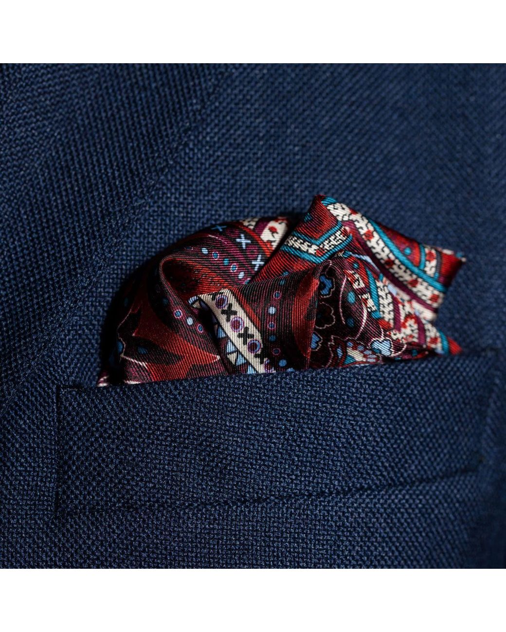 Otway & Orford Purple 'Labyrinth' Paisley Silk Pocket Square for men