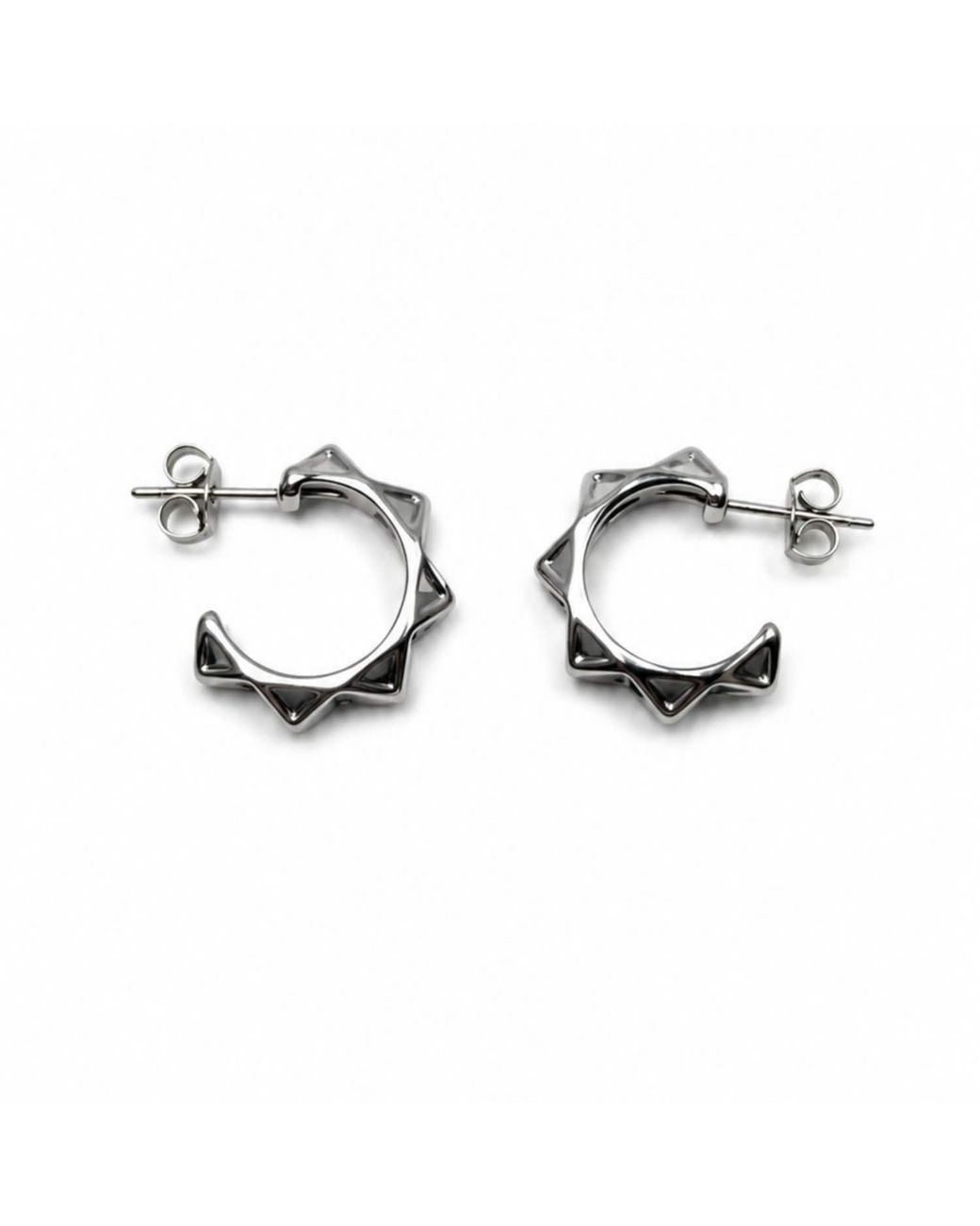 Jagged Halo Jewelry Metallic Jagged Haop Earrings Stainless Steel Rhodium Plating