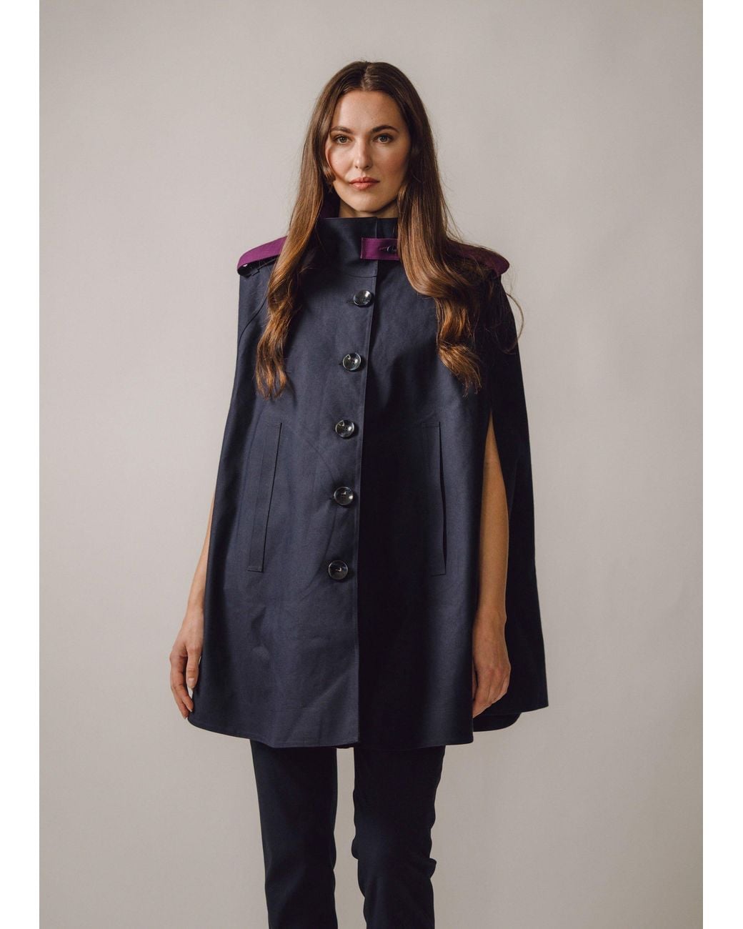 BEIRA Blue Nadia Waterproof Cape With Contrast