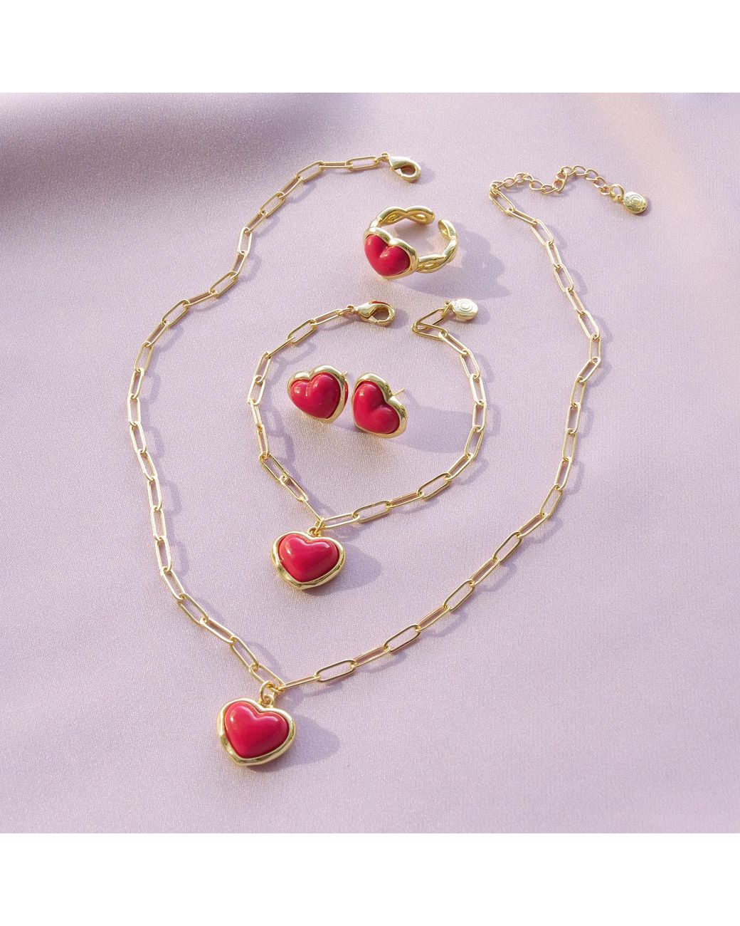 POPORCELAIN Brown Porcelain Heart Charm Bracelet