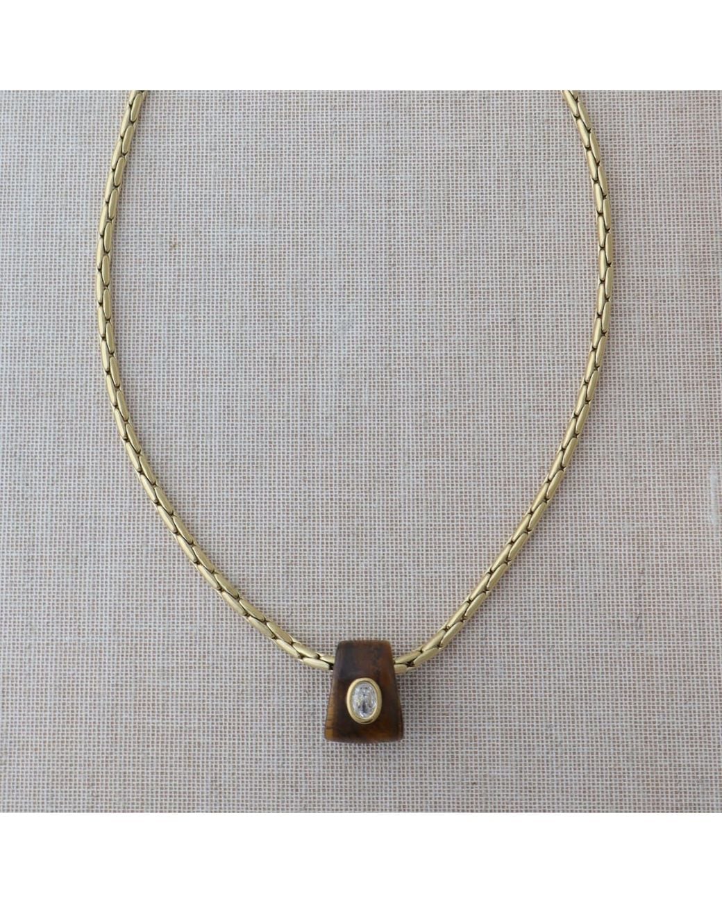Hye Jane Jewelry Metallic Bowie Tigers Eye Gemstone Slider Necklace