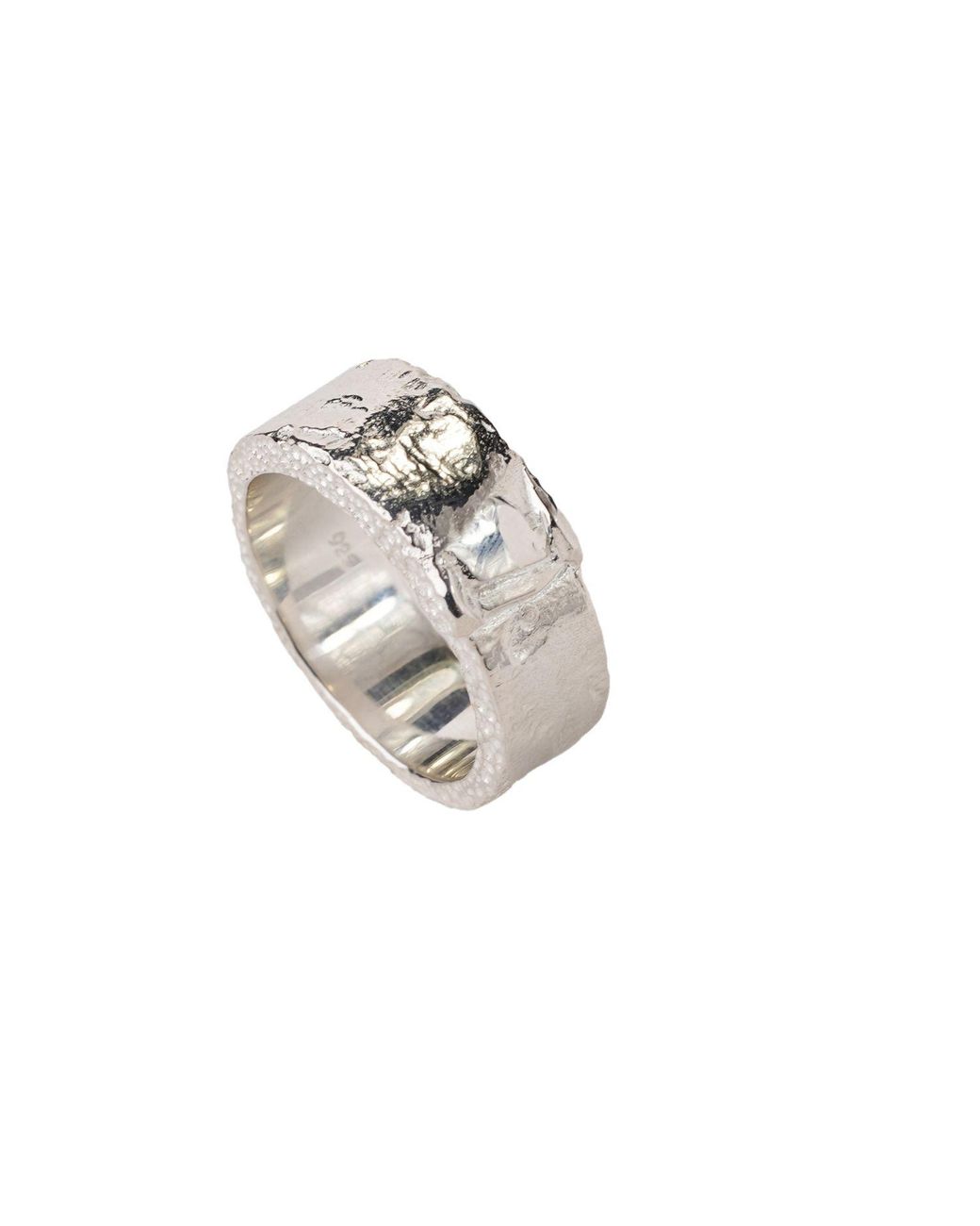 NASI SILVER White Chunky Concrete Band Ring