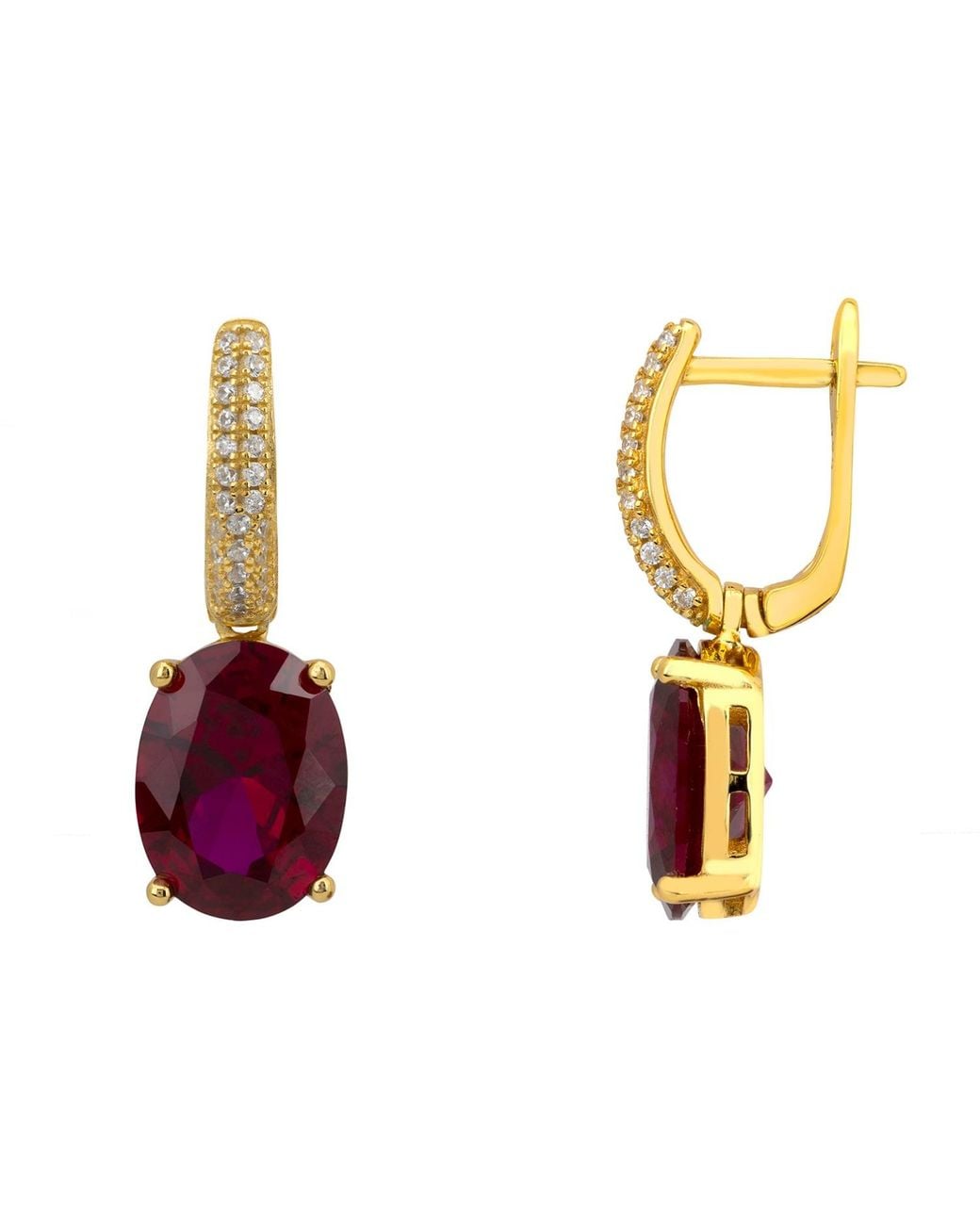Latelita London Purple Alexandra Oval Drop Earrings Ruby