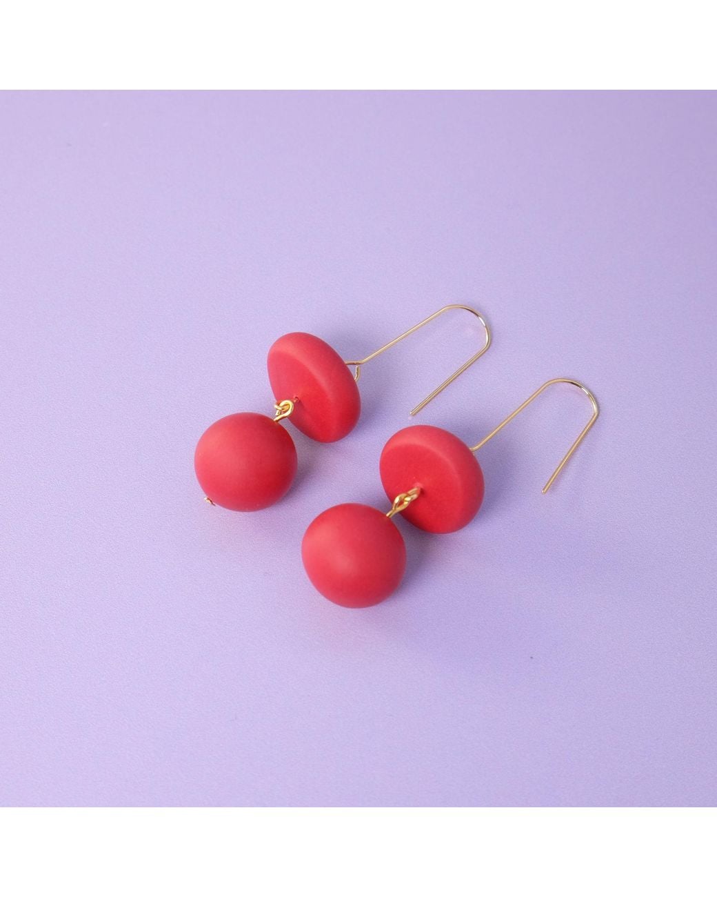 By Chavelli Red Bead Dangle Earrings