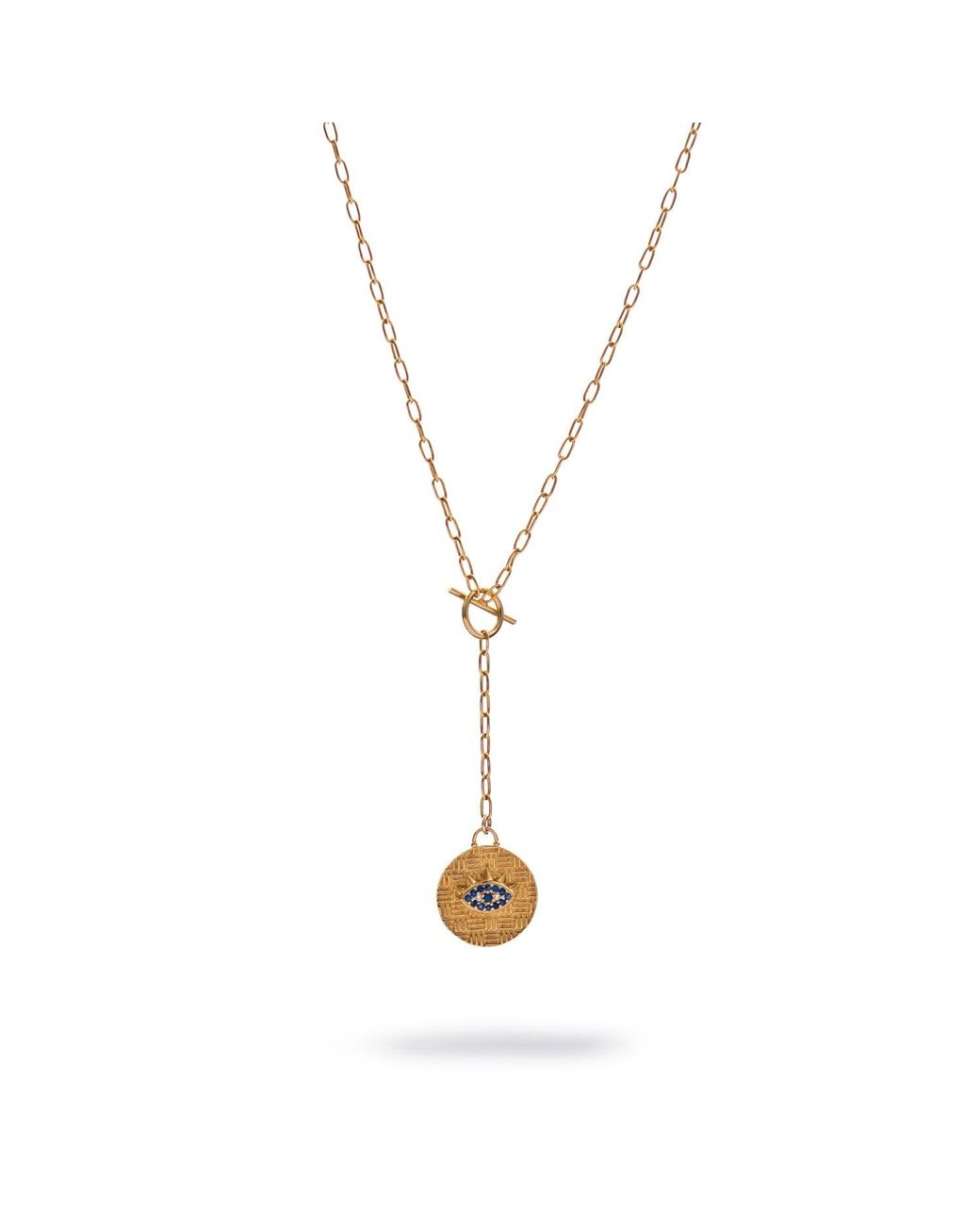 Ebru Jewelry Metallic Sapphire Guardian Evil Eye Lariat Necklace