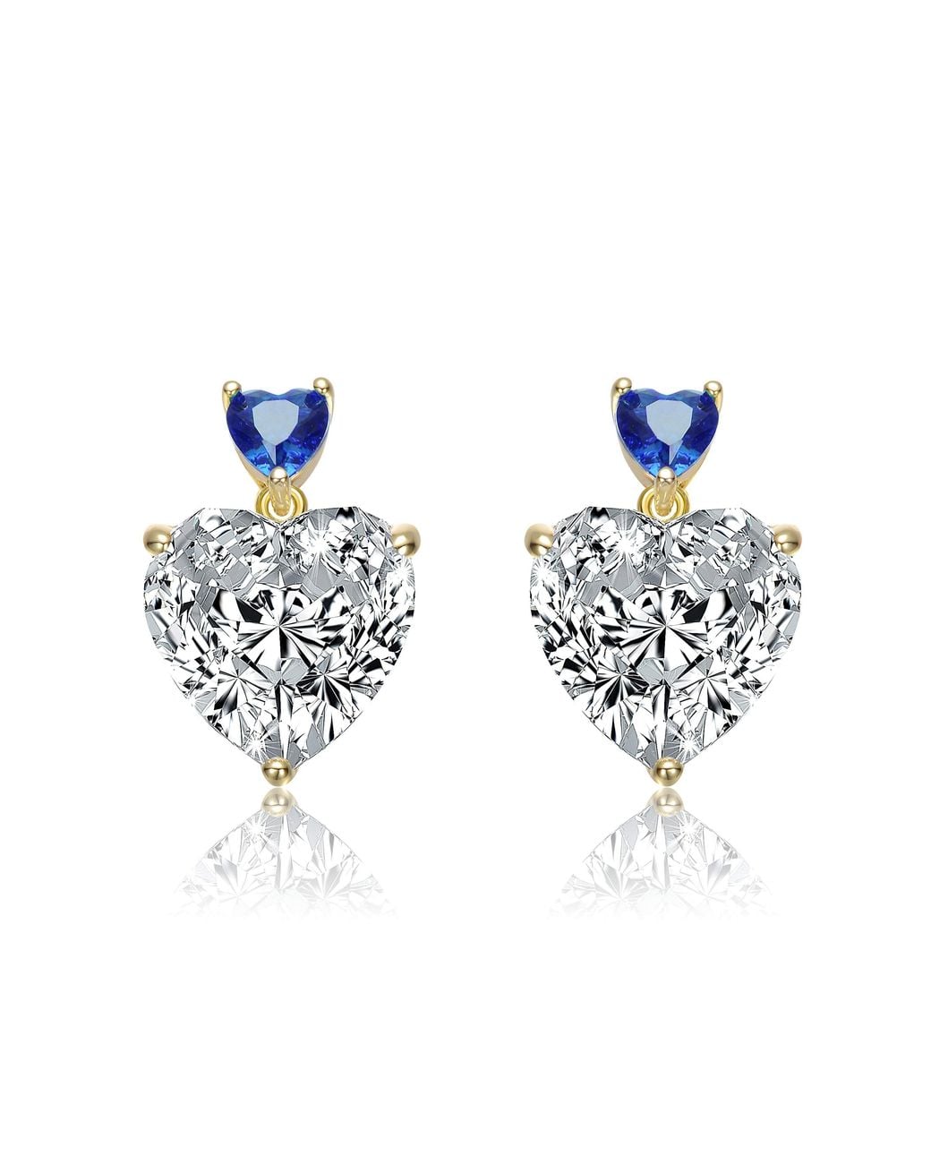 Genevive Jewelry White Rachel Glauber Dainty Plated & Clear Cz Heart Earrings