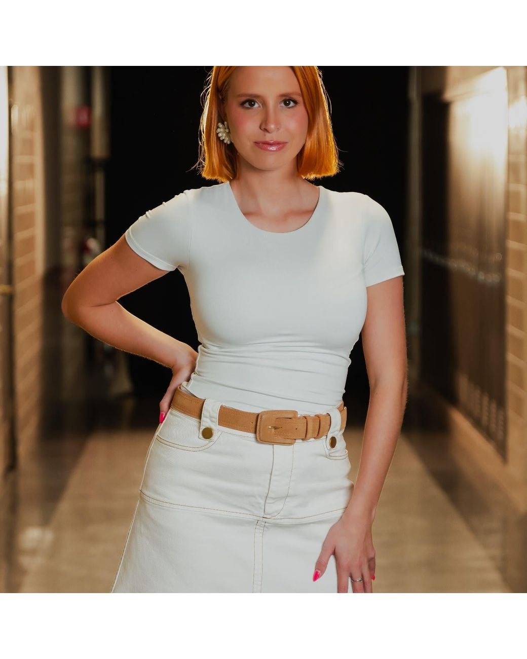 BeltBe Brown Suede Rectangle Buckle Belt