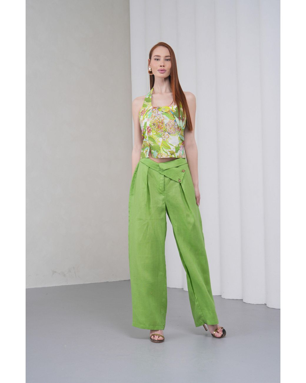 Lumina Eligma Yellow The Halterline Linen Blouse