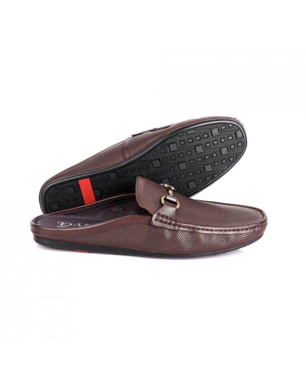 DAVID WEJ Brown Soft Leather Slip On Loafers With Buckle – for men