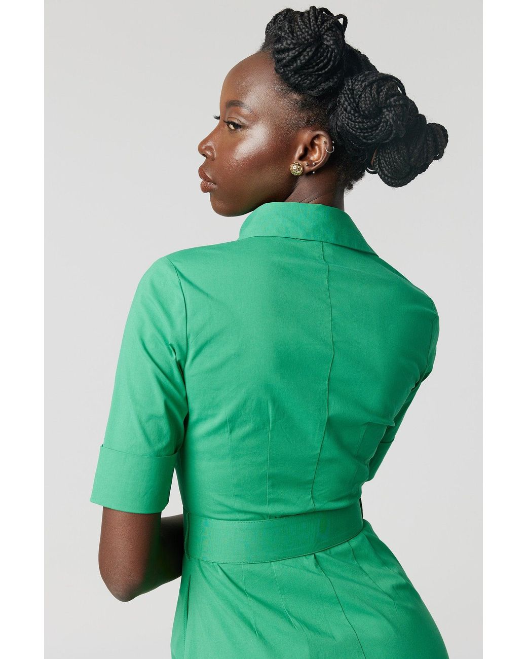 Why Mary Green Shirt Dress Midi