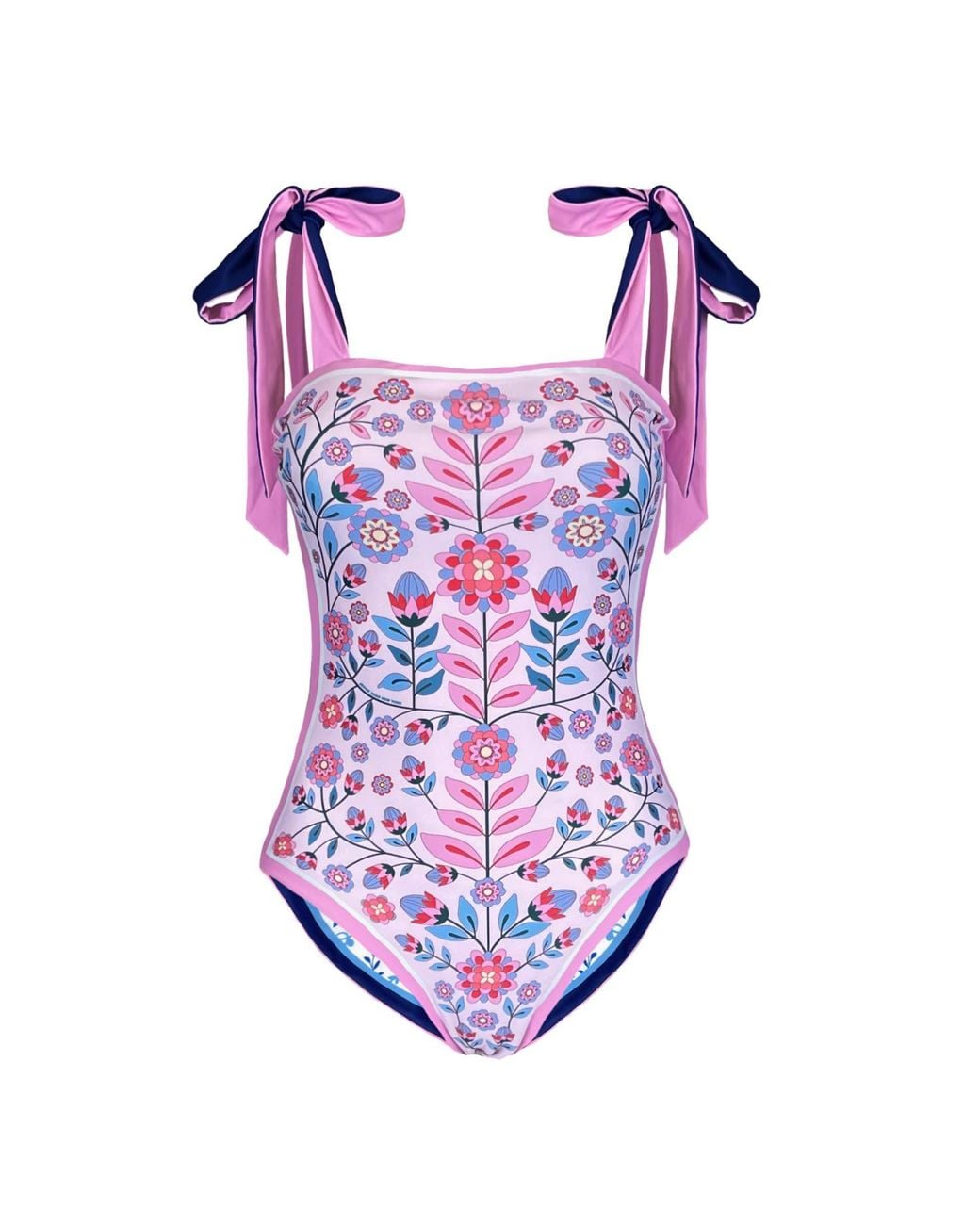 Jessie Zhao New York Blue Garden Reversible One Piece Swimsuit