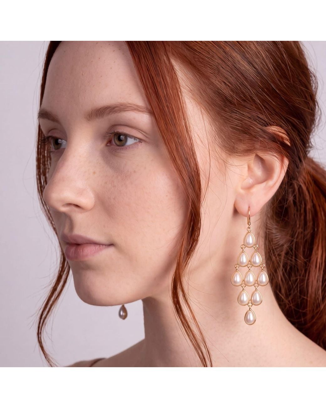 Latelita London Metallic Erviola Gemstone Cascade Earrings Pearl