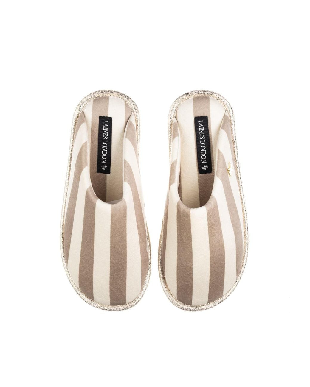 Laines London Pink Neutrals Flatform Stripe Closed Toe Slippers