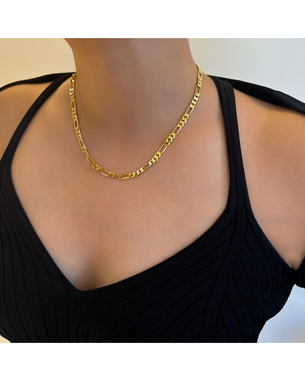 Lait & Lune Metallic Mesa Figaro Chain Necklace
