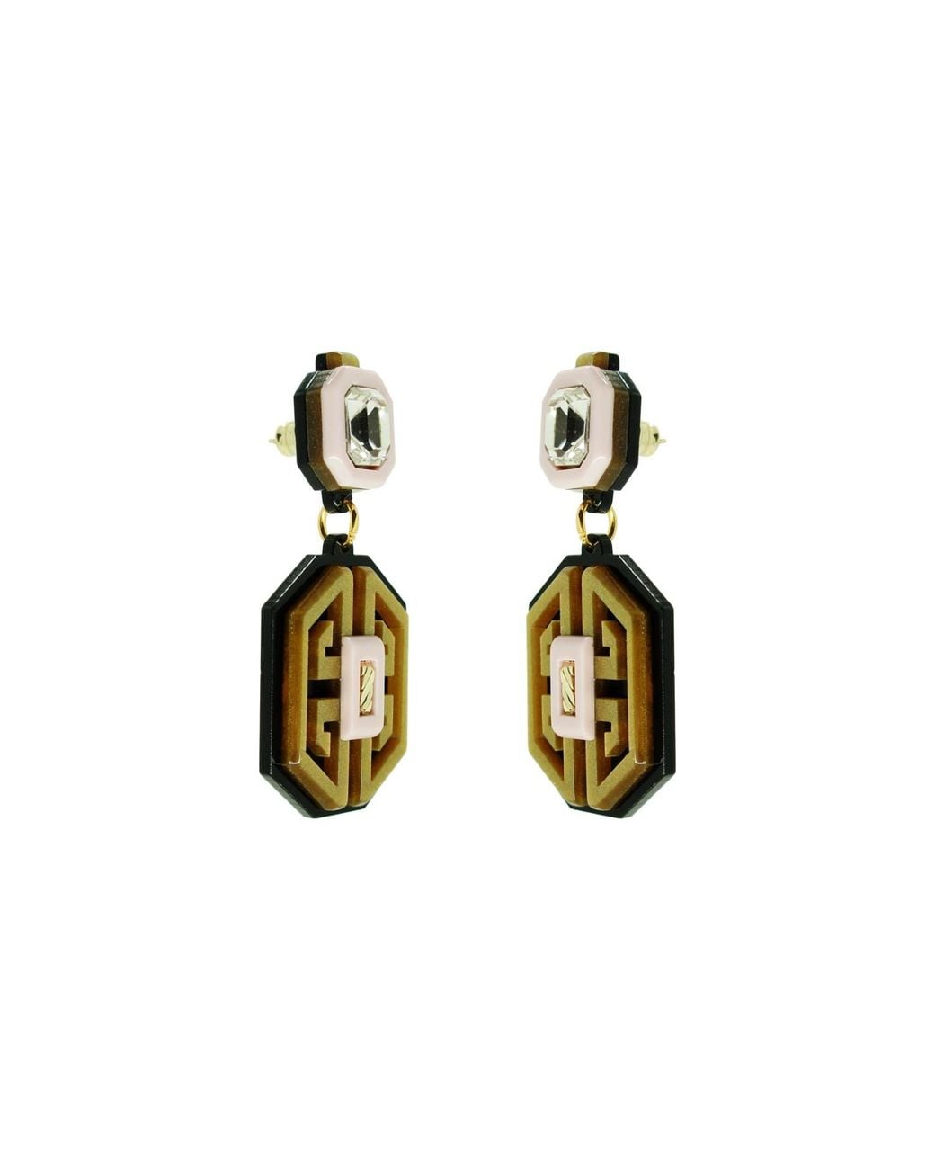 Gissa Bicalho Metallic Acrylic Handmade Earring Meander Candy