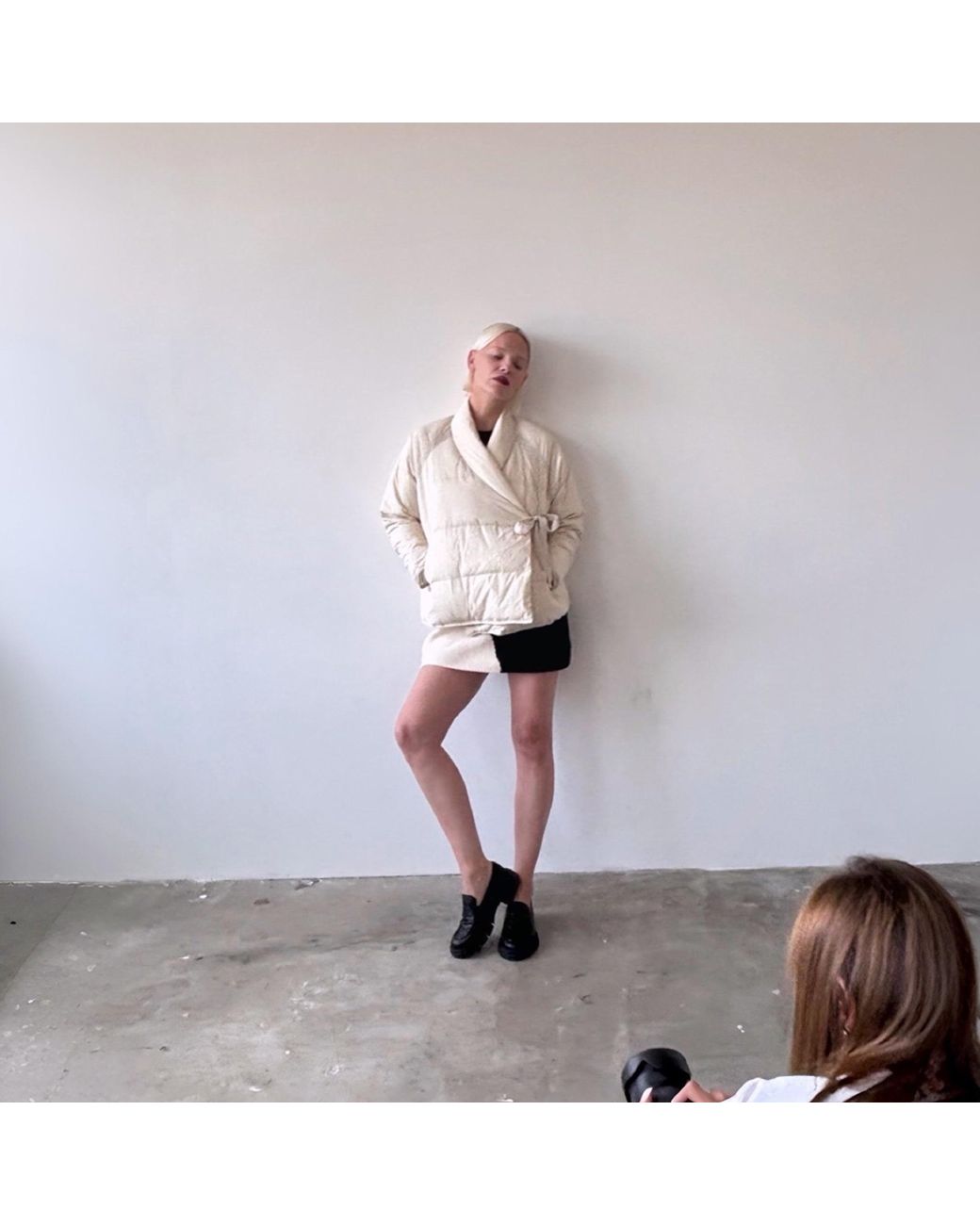 London Atelier Byproduct Natural Neutrals Quilted Wrap Down Jacket