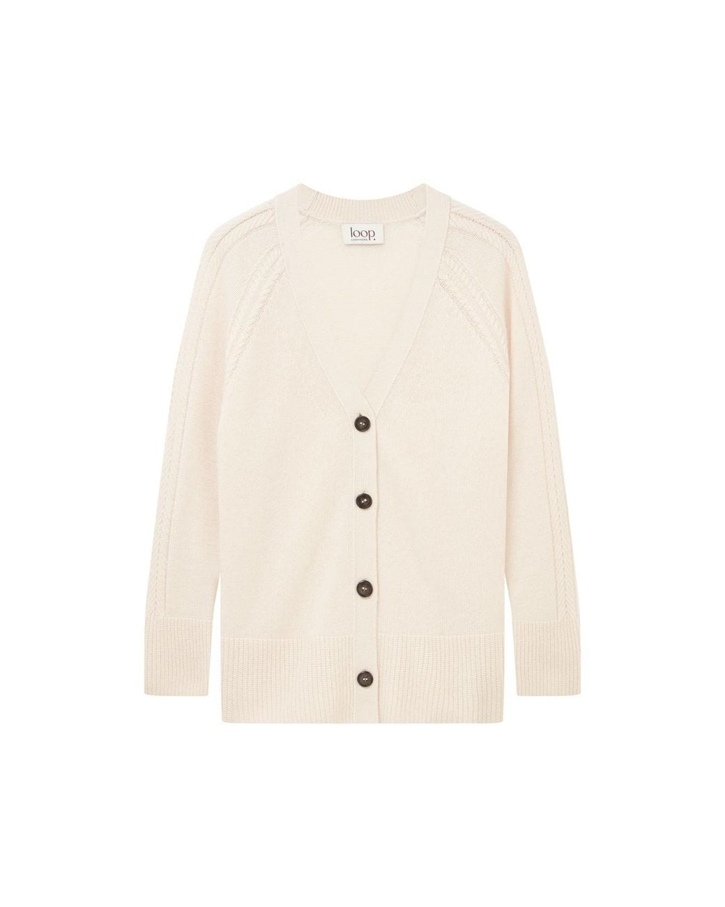 Loop Cashmere White Neutrals The Luxe Boyfriend Cardigan