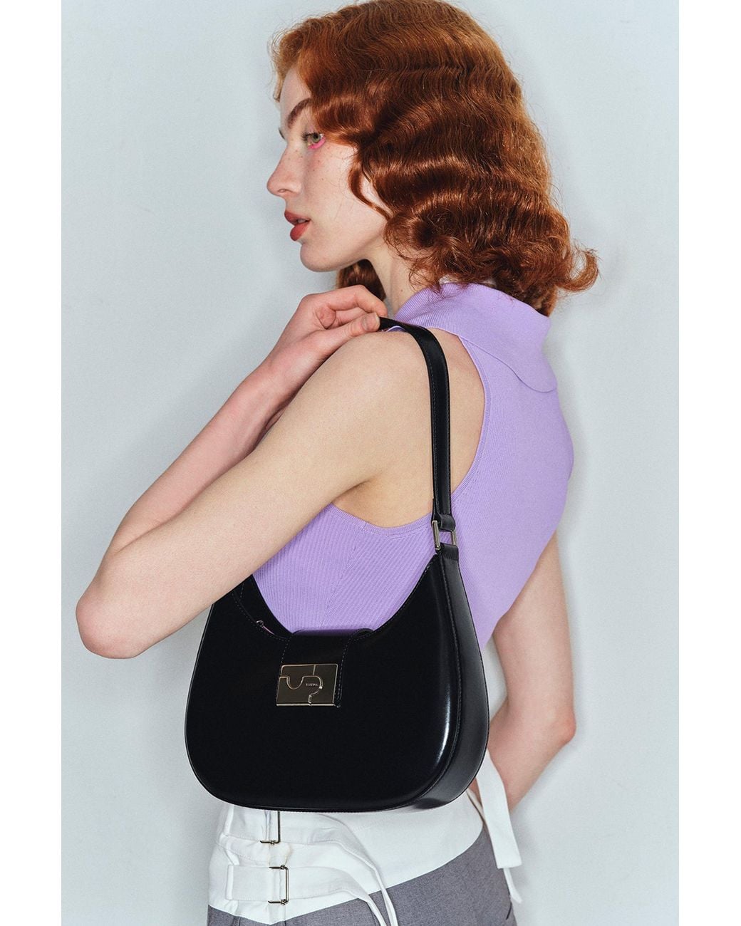 Amy Lynn Black Albany Leather Shoulder Bag