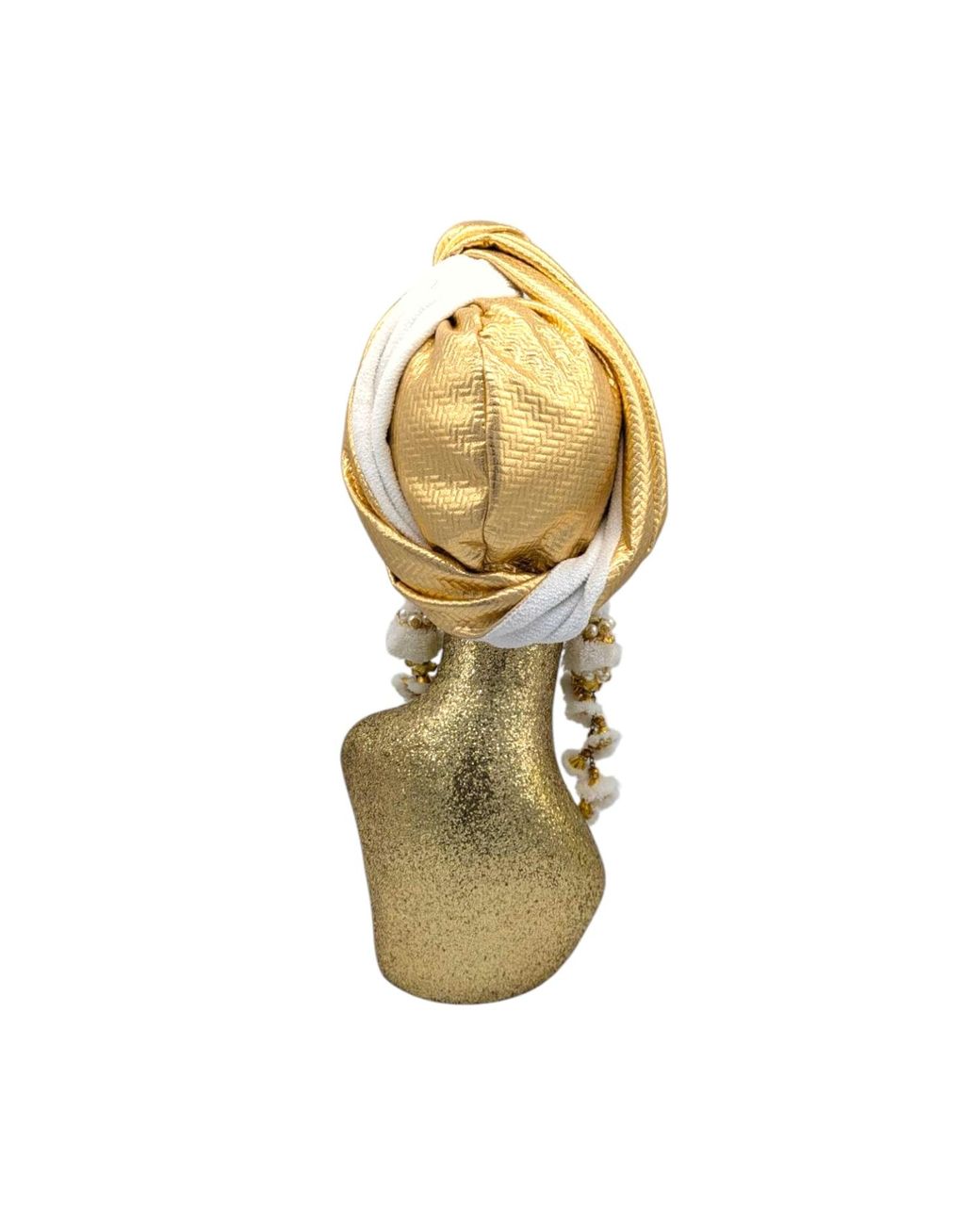 Julia Clancey Metallic Zia Golden Ivory Mestiza Reversible Turban