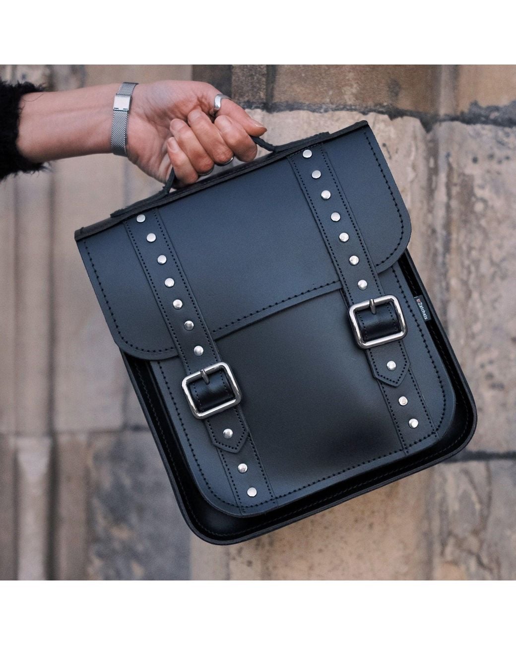 Zatchels Black Handmade Leather City Backpack