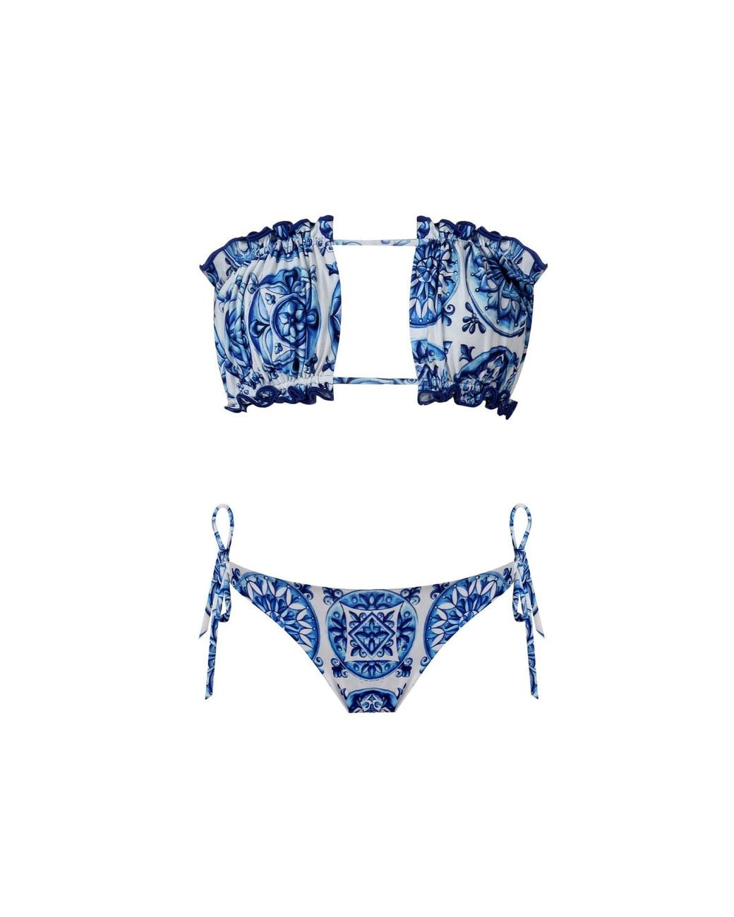 Nur Karaata Blue Sun Bleu Blanc Bikini Set
