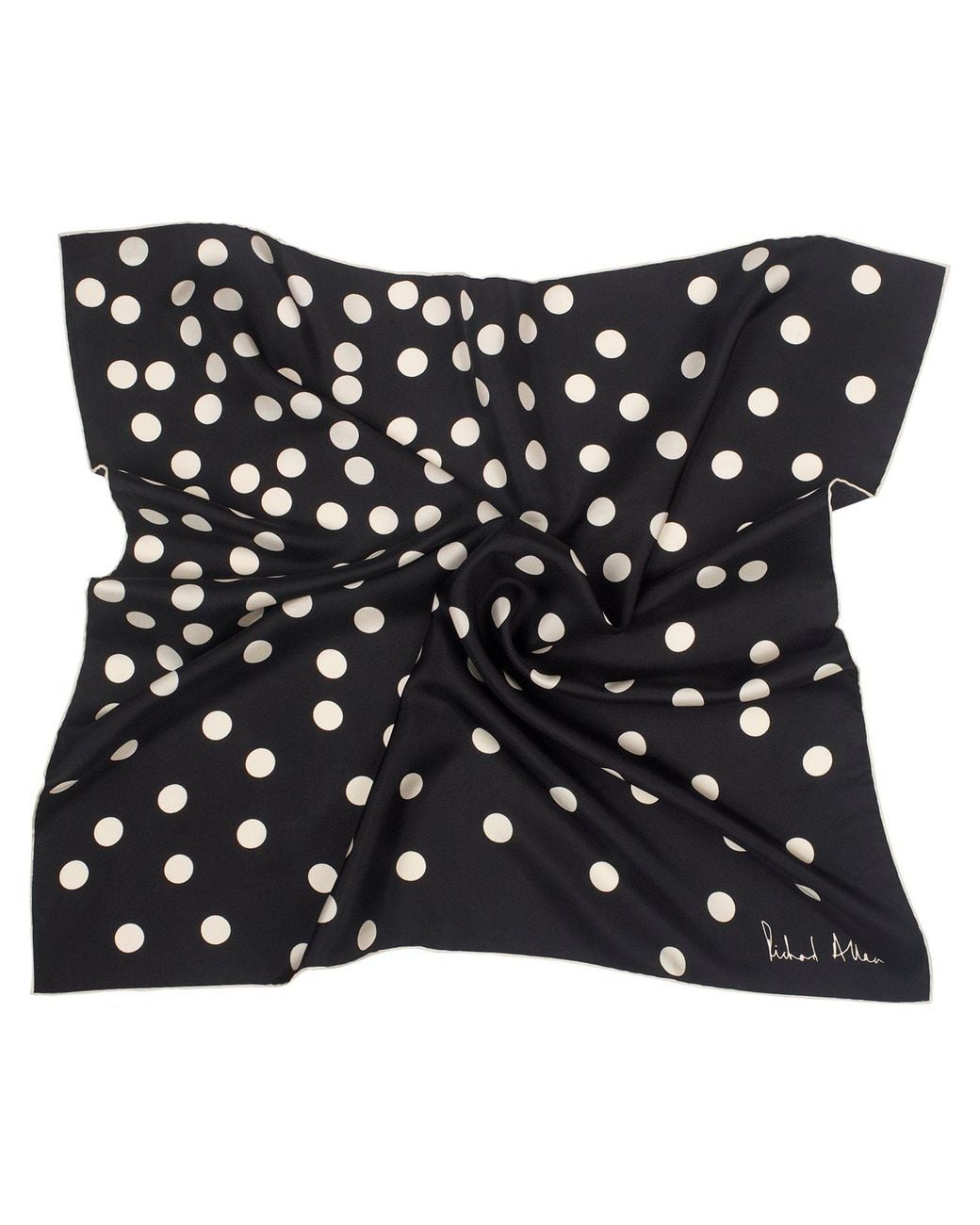 Richard Allan London Black And Polka Silk Scarf