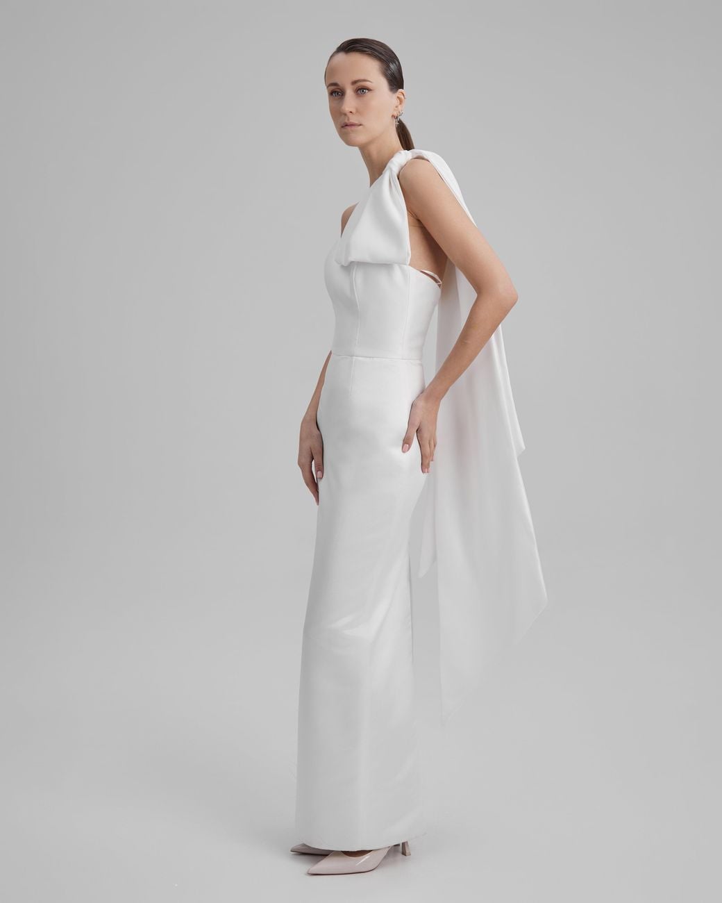 Baé Special Moments White Gigi Dress + Cape Bow