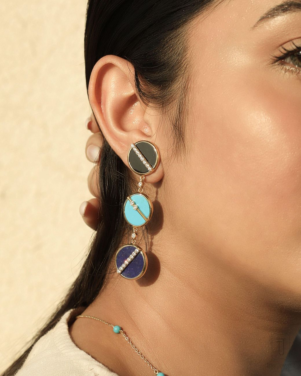 The Jewelz Blue Harmony Drop Long Plated Earrings