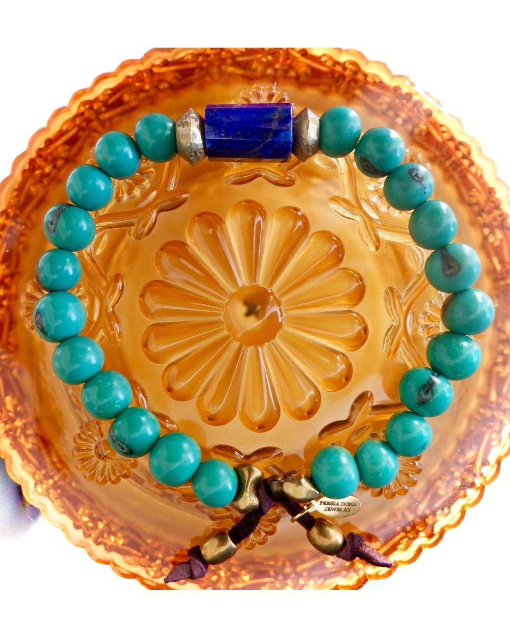 Persia Dona Jewelry Green Brazilian Acai X Lapis Lazuli Bracelet for men
