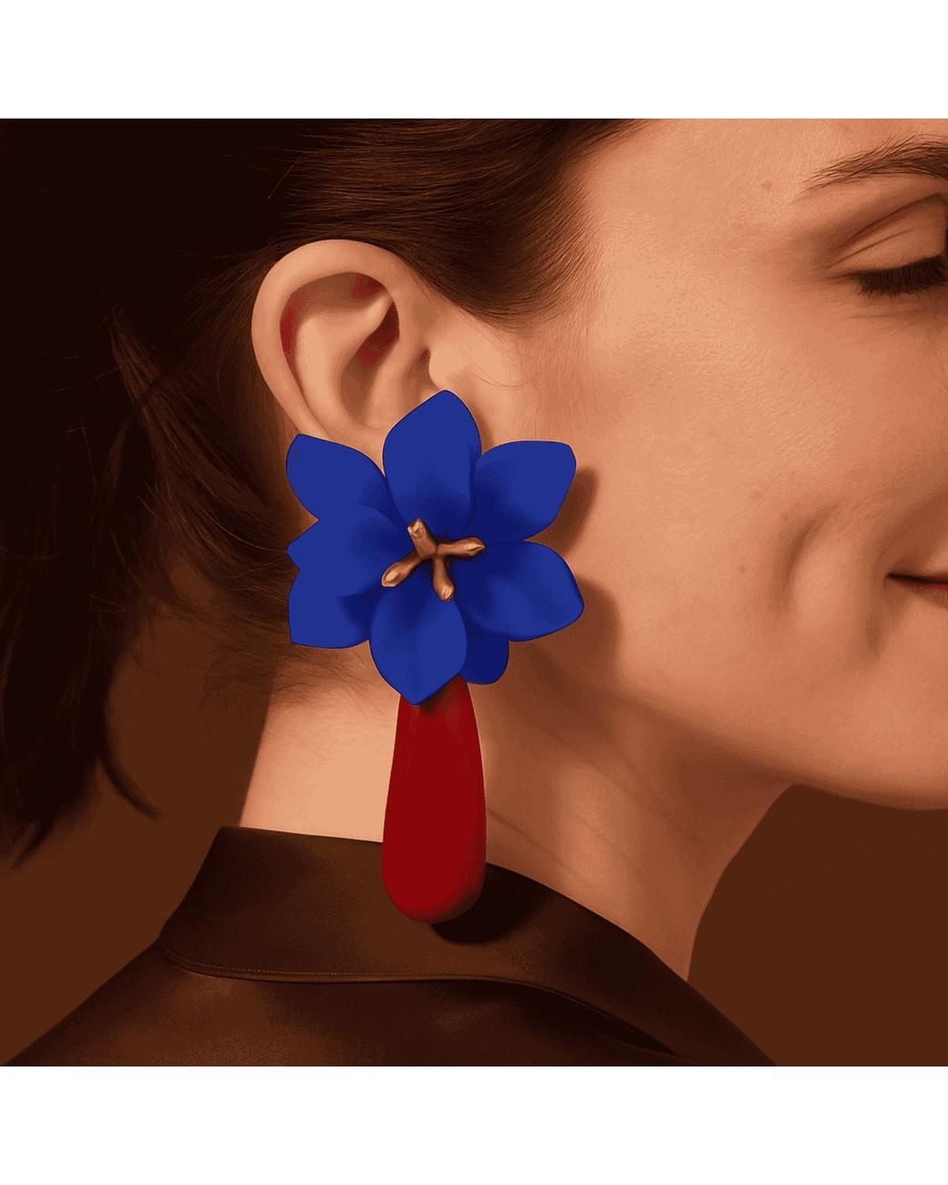 Michael Nash Jewelry Blue Flora & Tortoise Resin Drop Clip Earrings