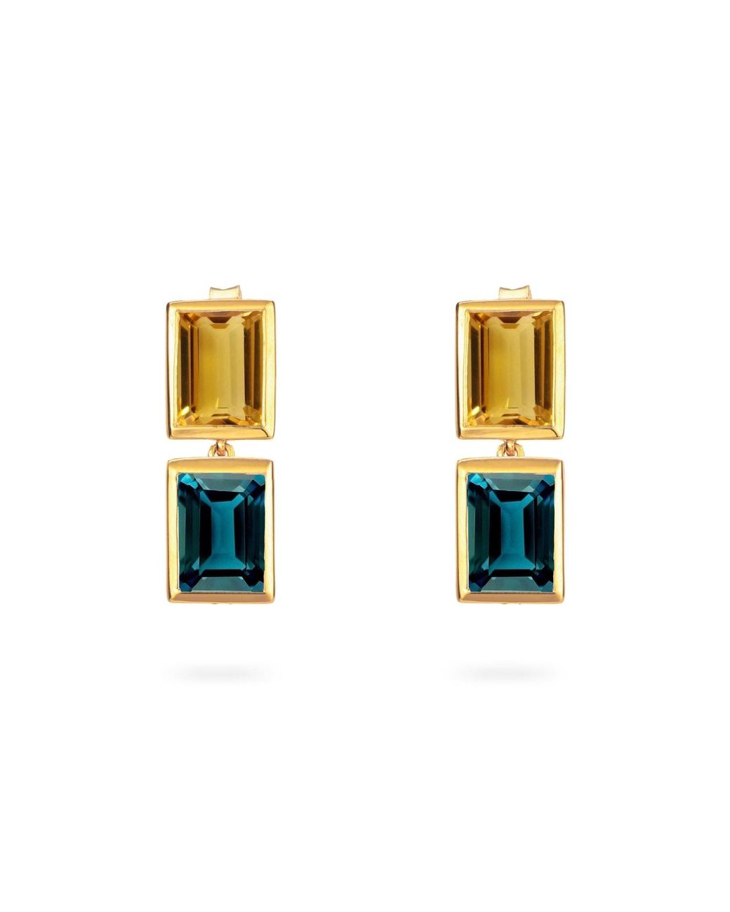 Augustine Jewels Metallic Citrine And Topaz Two Drop Earrings
