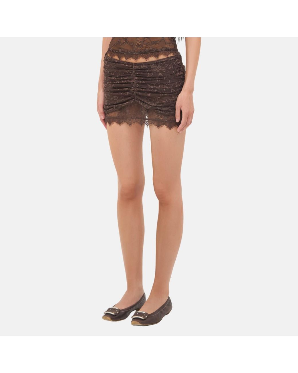 OW Collection Gray Selah Lace Mini Skirt