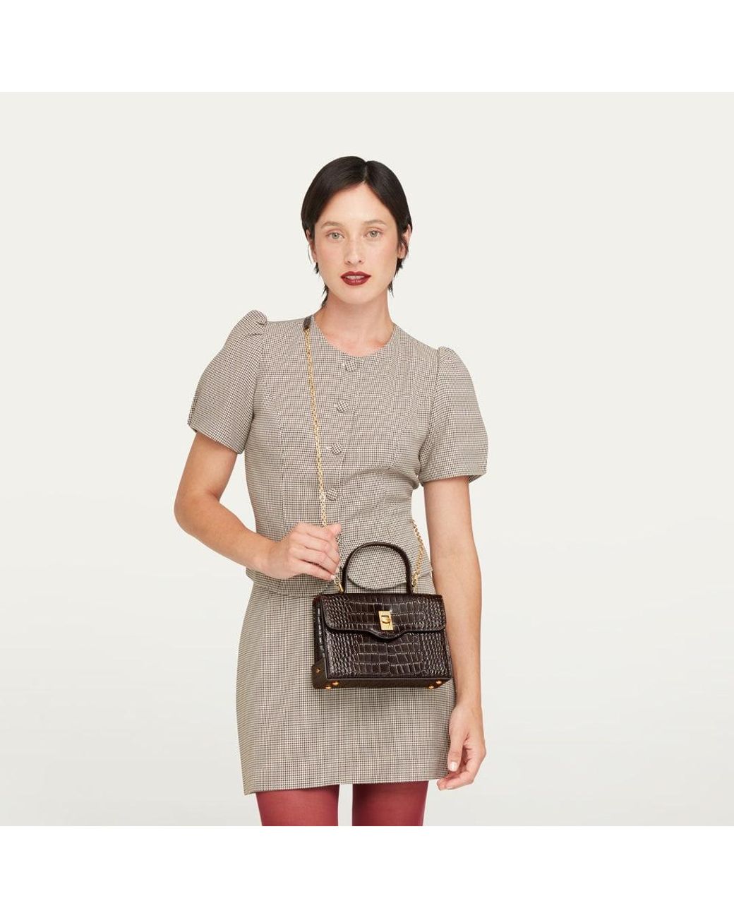 Lulu Guinness Black Chocolate Croc Queenie Handbag