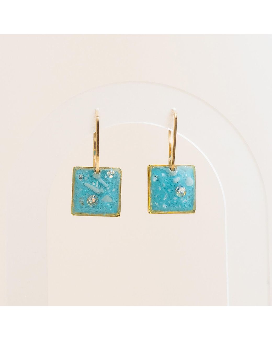 Kate Koel Blue Ocean Square Dangle Earrings