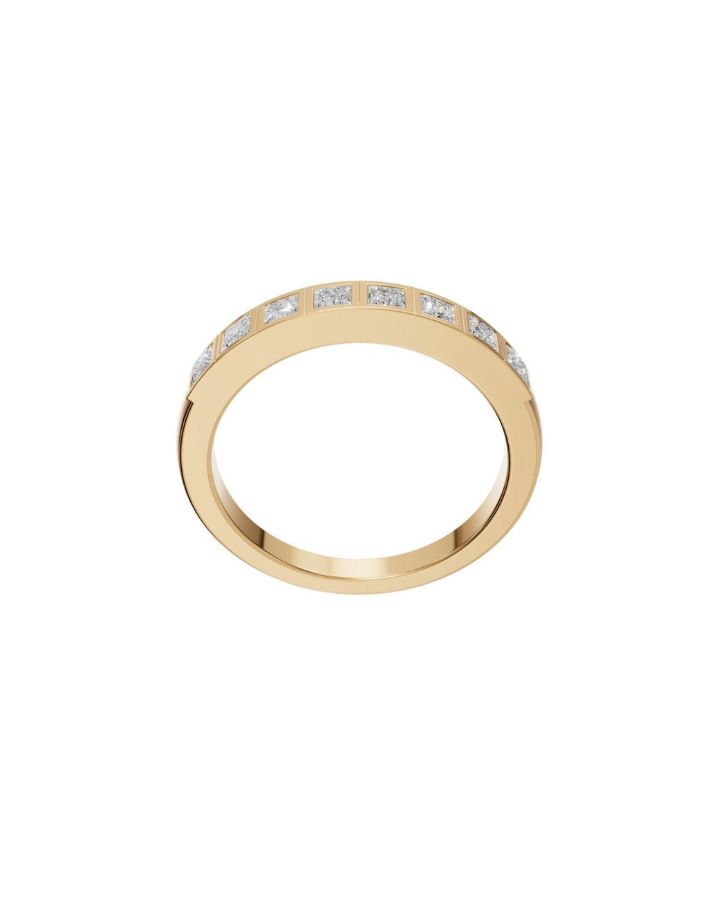 Aya Fine Jewelry Metallic Wren Princess Cut Lab Grown Diamond Channel- Set Stacking Band Ring